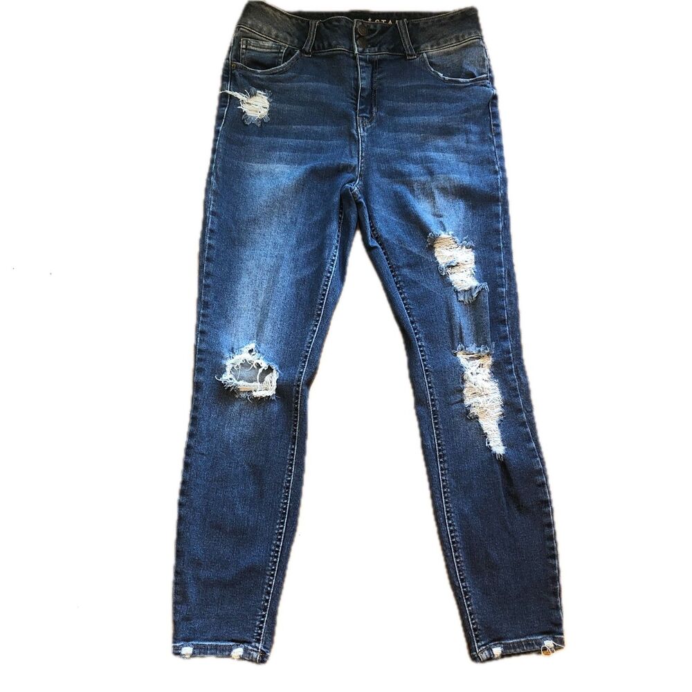 Vanilla Star High Rise Skinny Distressed Jeans Throw Back Vtg Look Sz 9